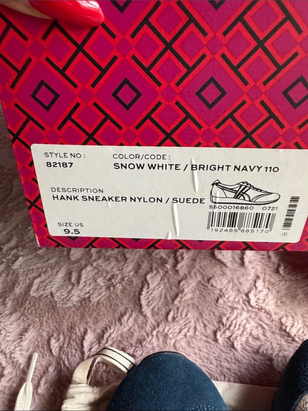 Tory Burch Navy, White & Cream Suede Lace-Up Sneakers